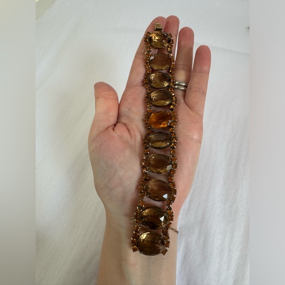 Vintage Amber Rhinestone Bracelet - Picture 3 of 6